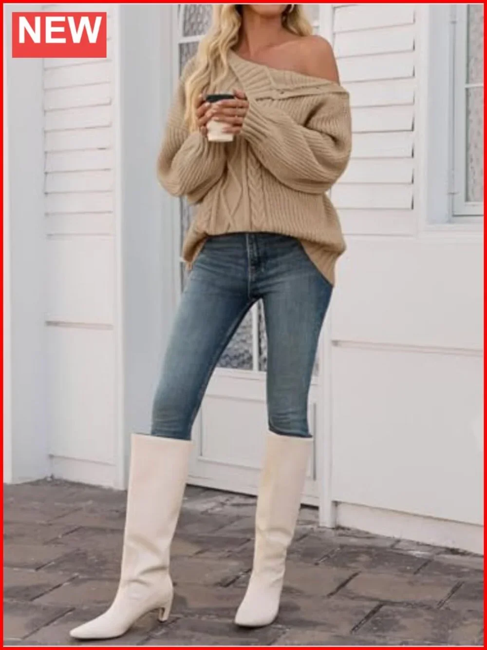 Oversized Cable Knit Turtleneck Pullover Sweater Button Up